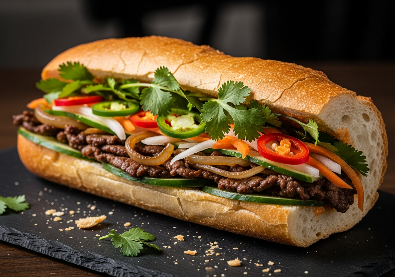 Spicy Lemongrass Beef Bánh Mì